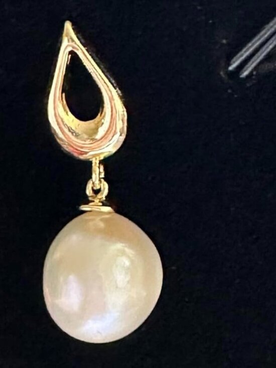 18K Gold Plated Freshwater Pearl Dangle Earrings for Women Wedding Gift - Picture 3 of 9